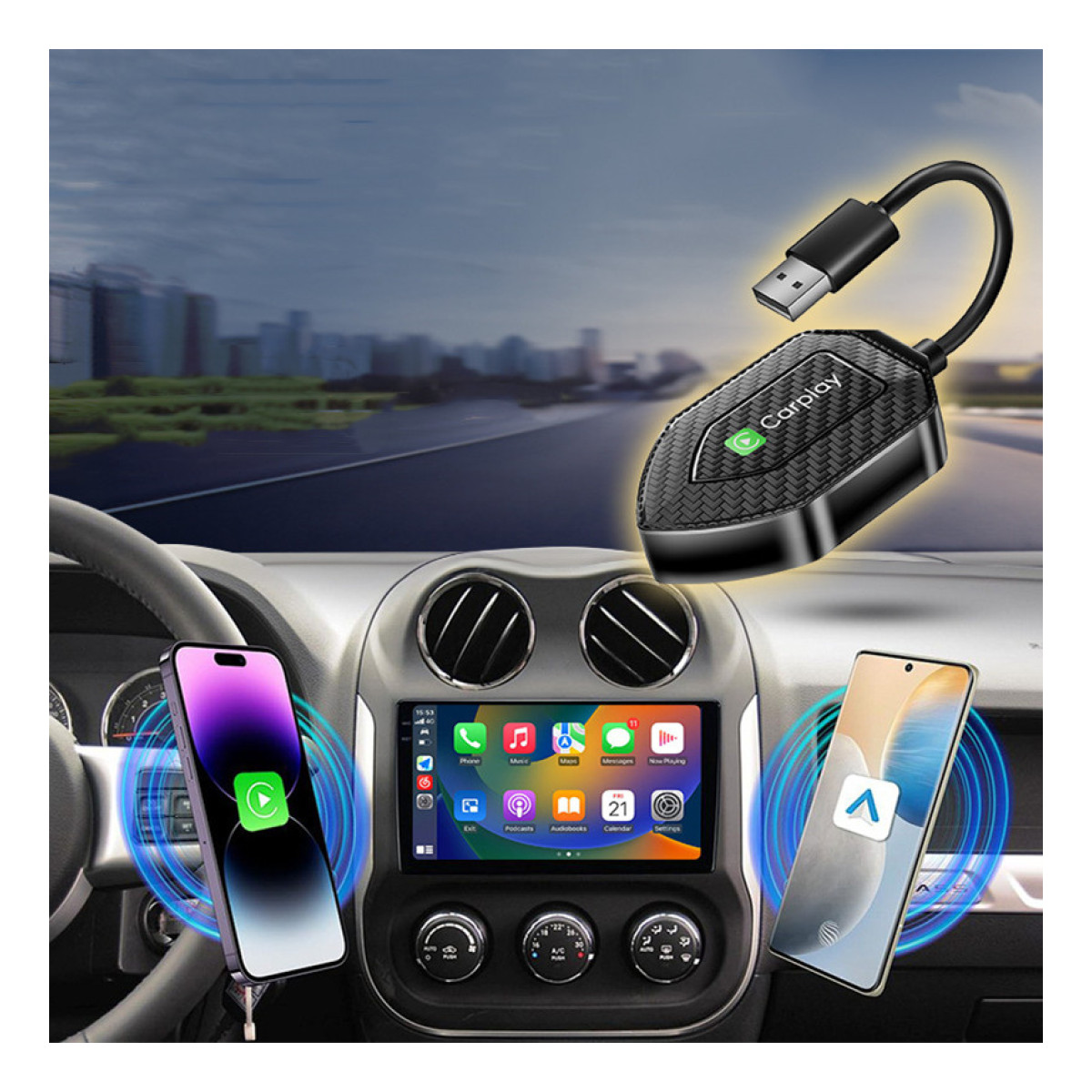 Two-in-one Wireless Adapter Carplay Box