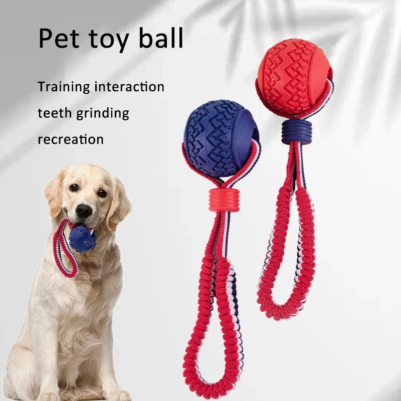 Interactive Dog Toy Ball Interactive Teether With Rope...